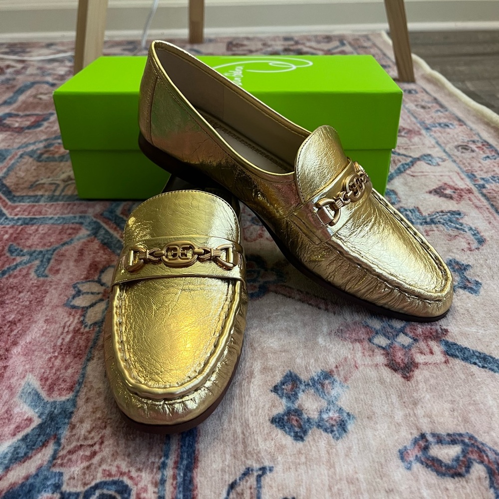 Sam Edelman Metallic Gold Lucca Loafers NIB - Picture 6 of 8